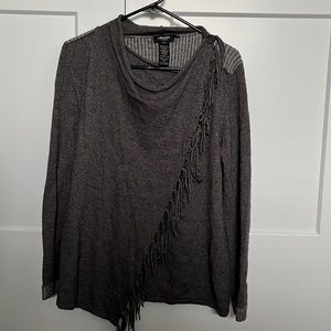 Dark Grey Long Sleeve Wrap Sweater